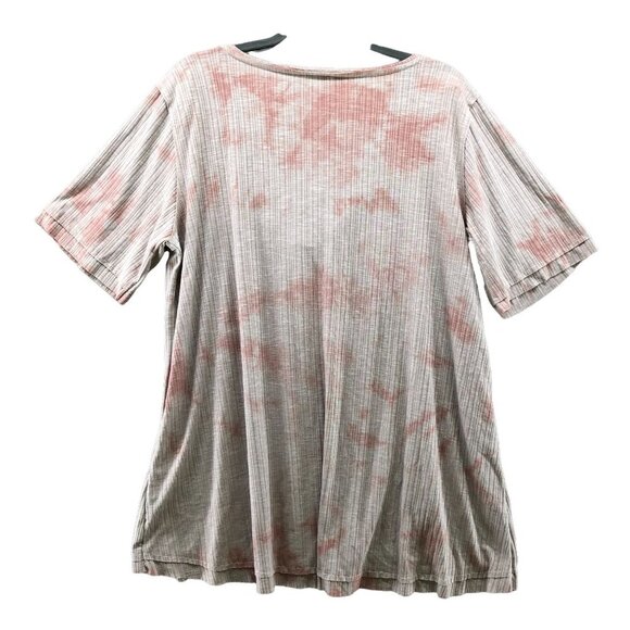 POL Tie Dye Ribbed Henley Tee Top Womens Large L Ivory Taupe SMT1686 - Picture 2 of 12